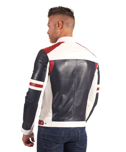 Men's Multi Color Biker Leather Jacket