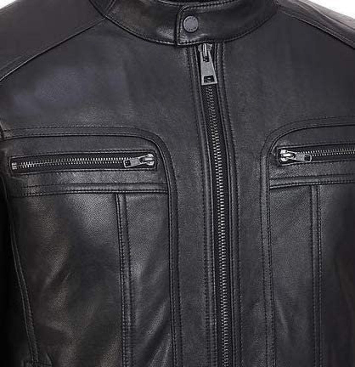 Men's Jacket Black Cafe Racer Real Leather Jacket For Men