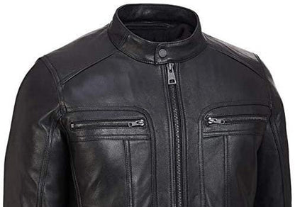 Men's Jacket Black Cafe Racer Real Leather Jacket For Men