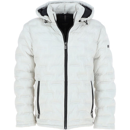 Men's Leather Detachable Hood Puffer Jacket