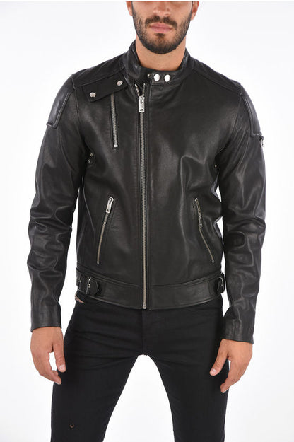 Diesel Black Leather Jacket for Men - Frozva