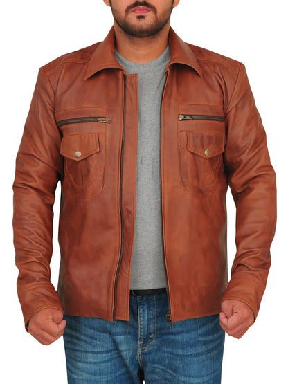 Vintage Brown Men Leather Jacket – Frozva