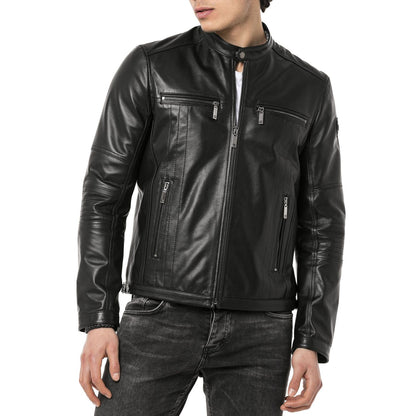 Men's Black Biker Leather Jacket