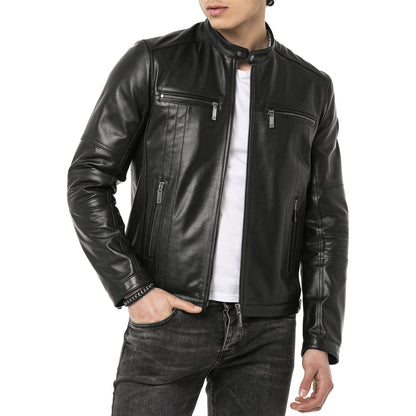 Men's Black Biker Leather Jacket