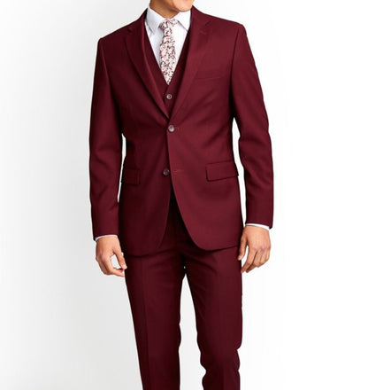 Slim Fit Three Piece Maroon Suit Men