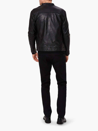 Classic Biker Puar Leather Jacket For Men