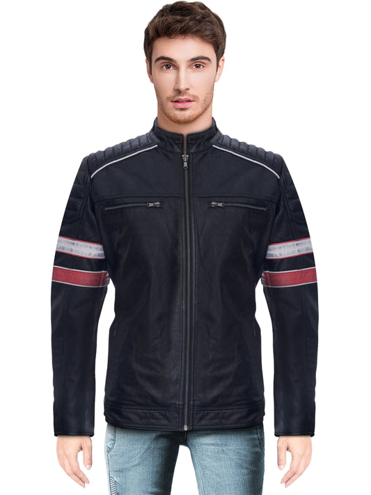 Men’s Black Quilted Leather Biker Jacket