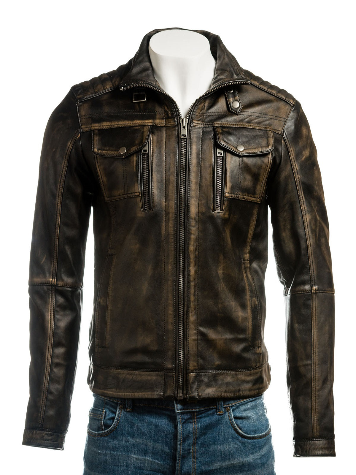 Men Vintage Biker Leather Jacket – Frozva