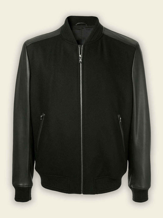 Men College Bomber Black Jacket – Frozva