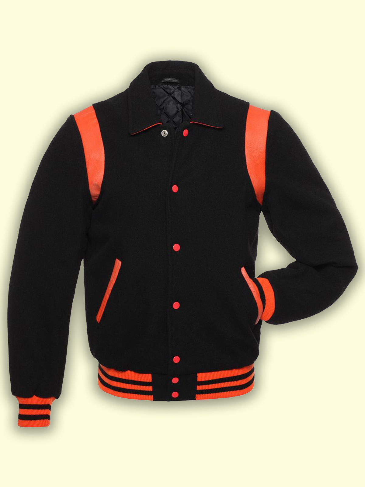 Black With Orange Varsity Jacket – Frozva