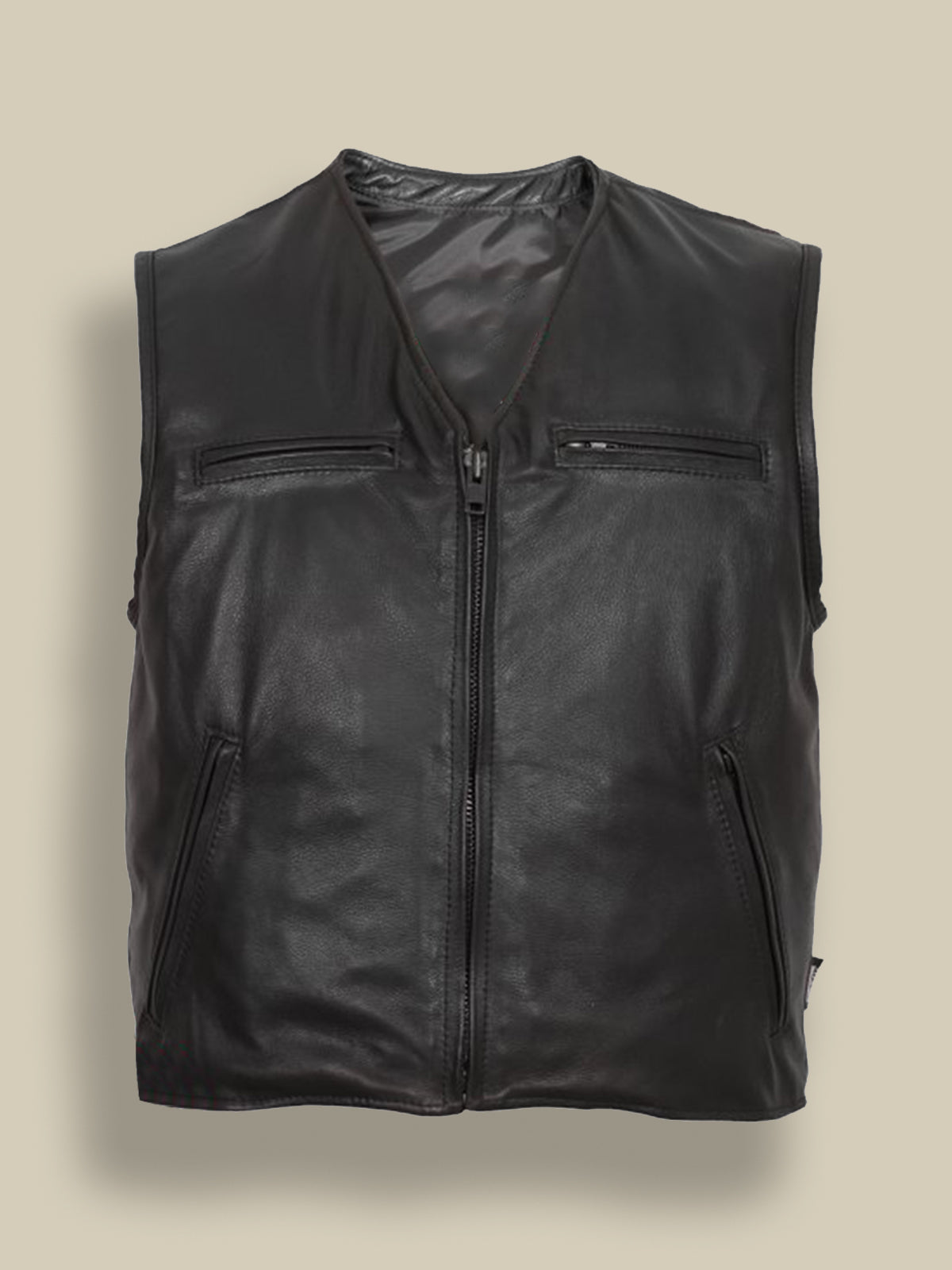 Men Matte Black Biker Vest