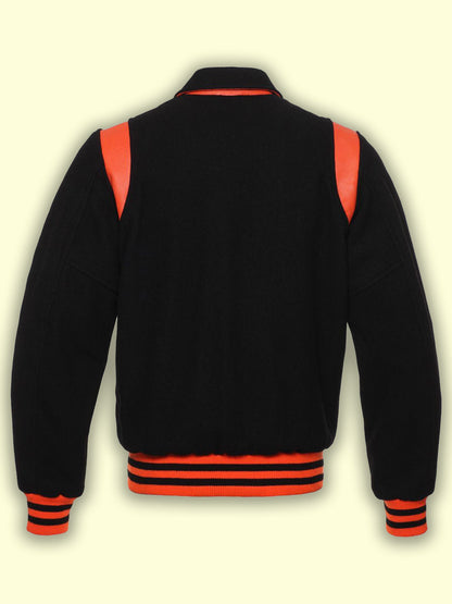 Black With Orange Varsity Jacket – Frozva