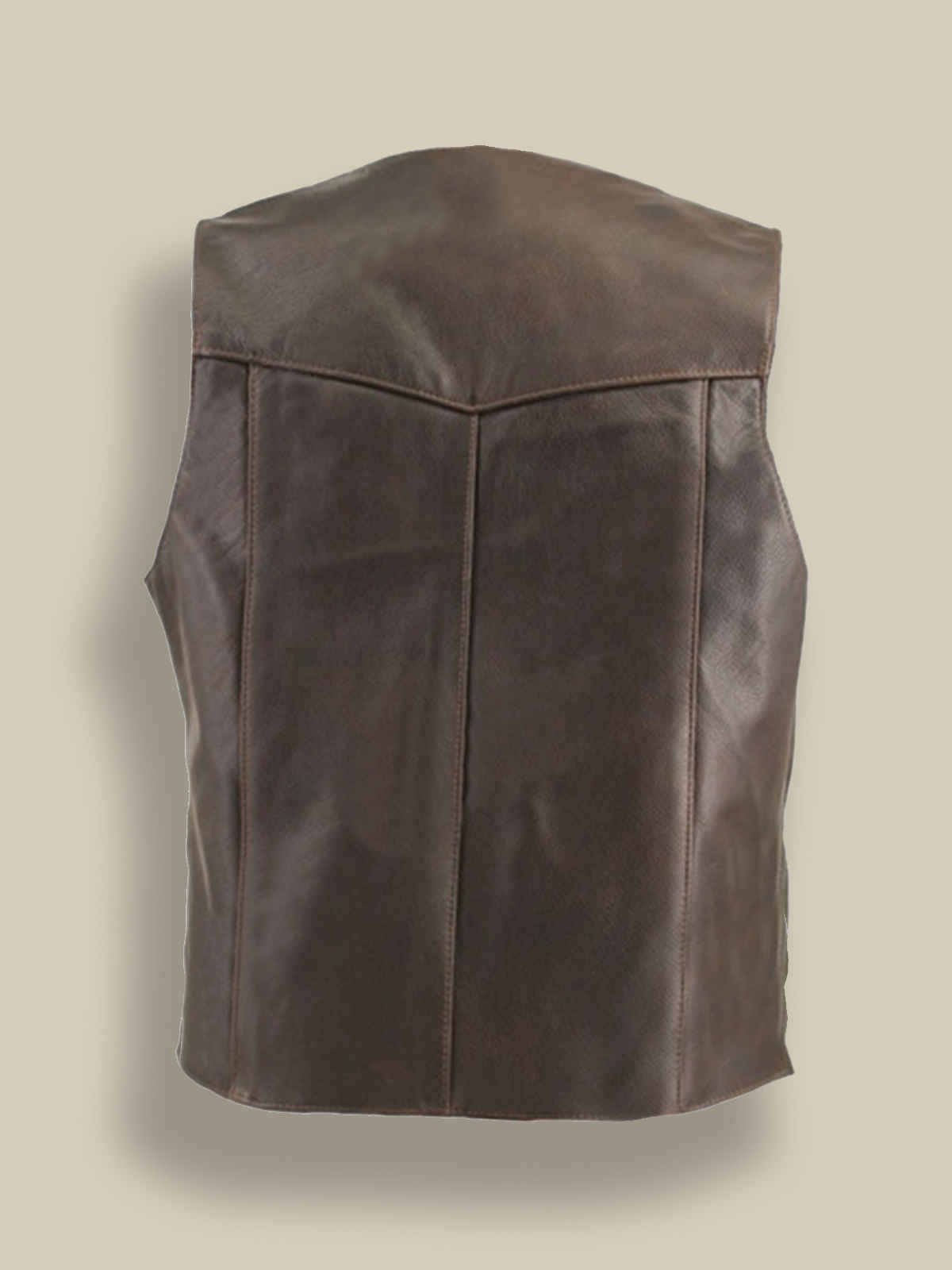 Men Brown Classic Biker Vest - Frozva.com