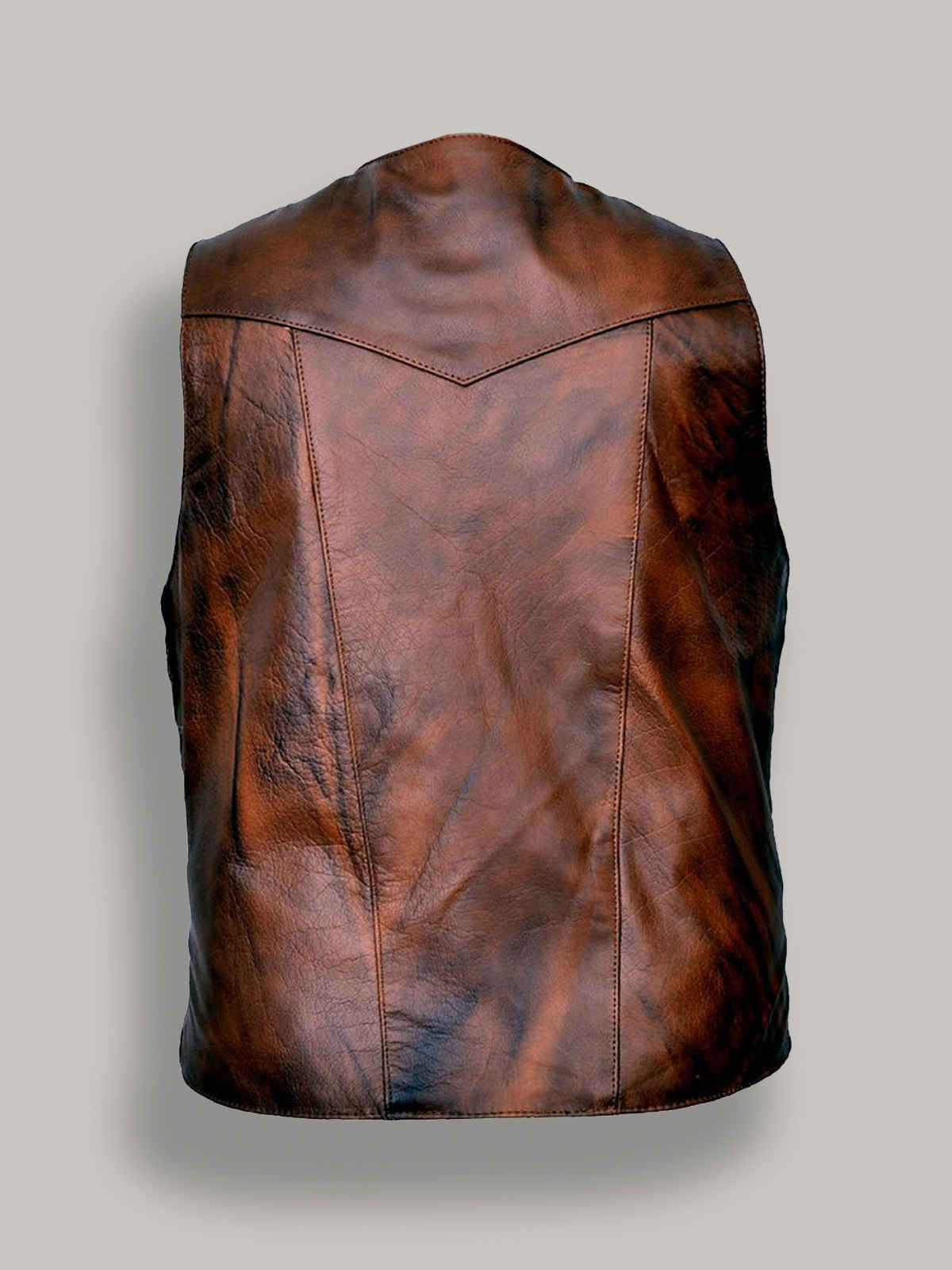 Men Distressed Brown Leather Vest