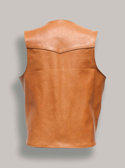 Men Camel Brown Western Style Brown Vest