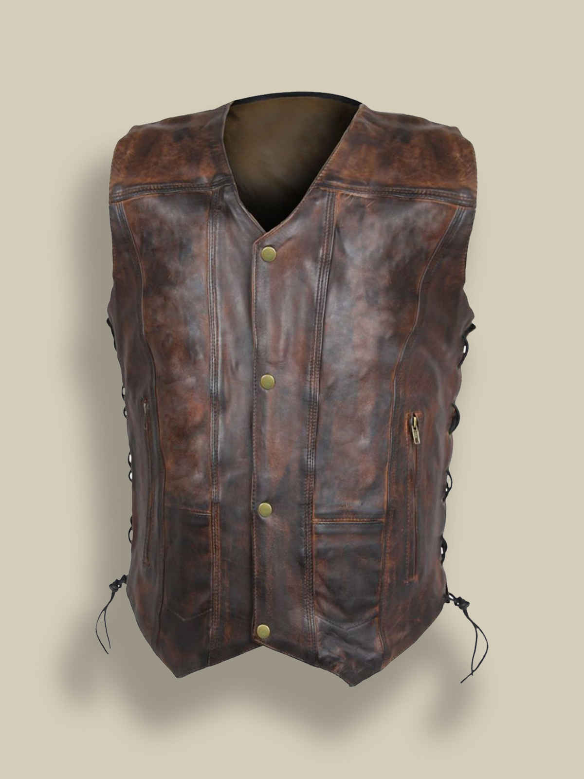 Men Distressted Brown Vest