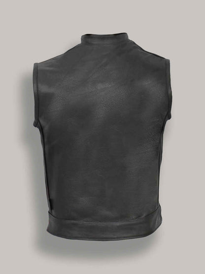 Men Black Leather Vest - Frozva.com