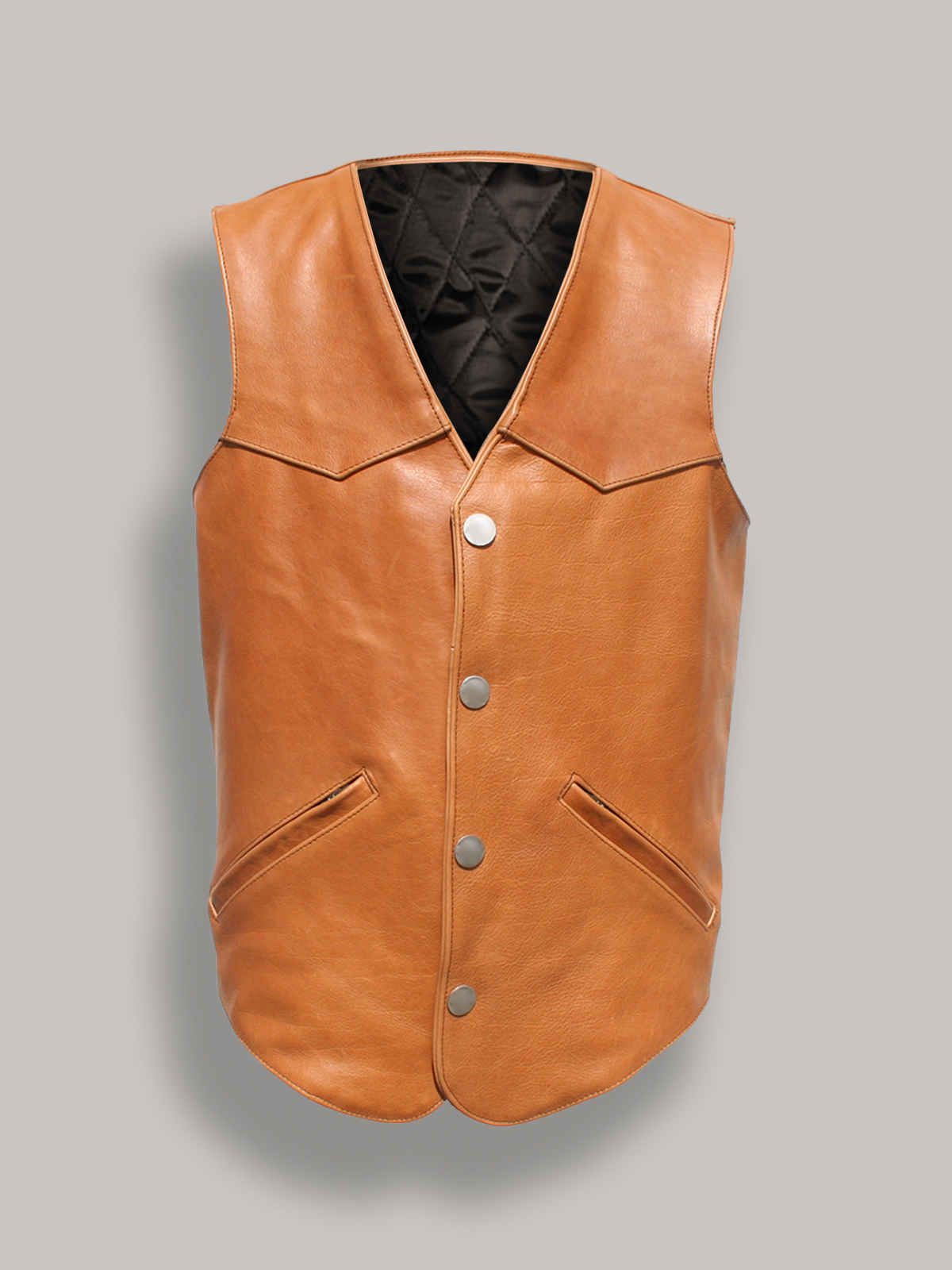 Men Camel Brown Western Style Brown Vest