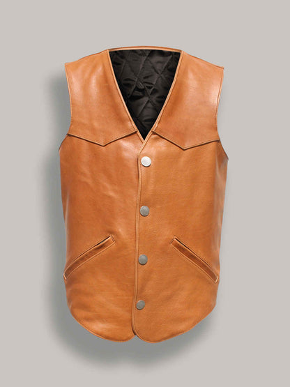 Men Camel Brown Western Style Brown Vest