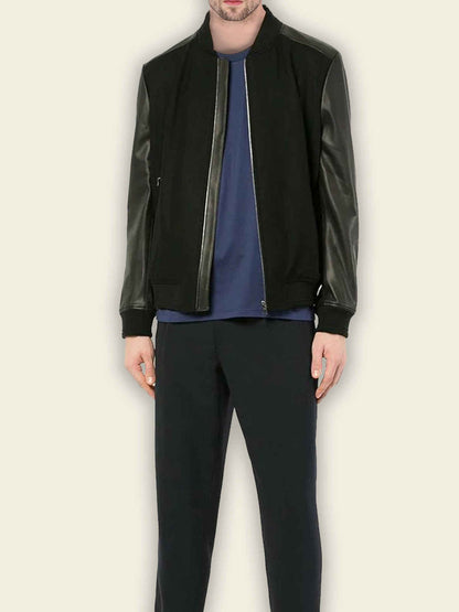 Men College Bomber Black Jacket – Frozva