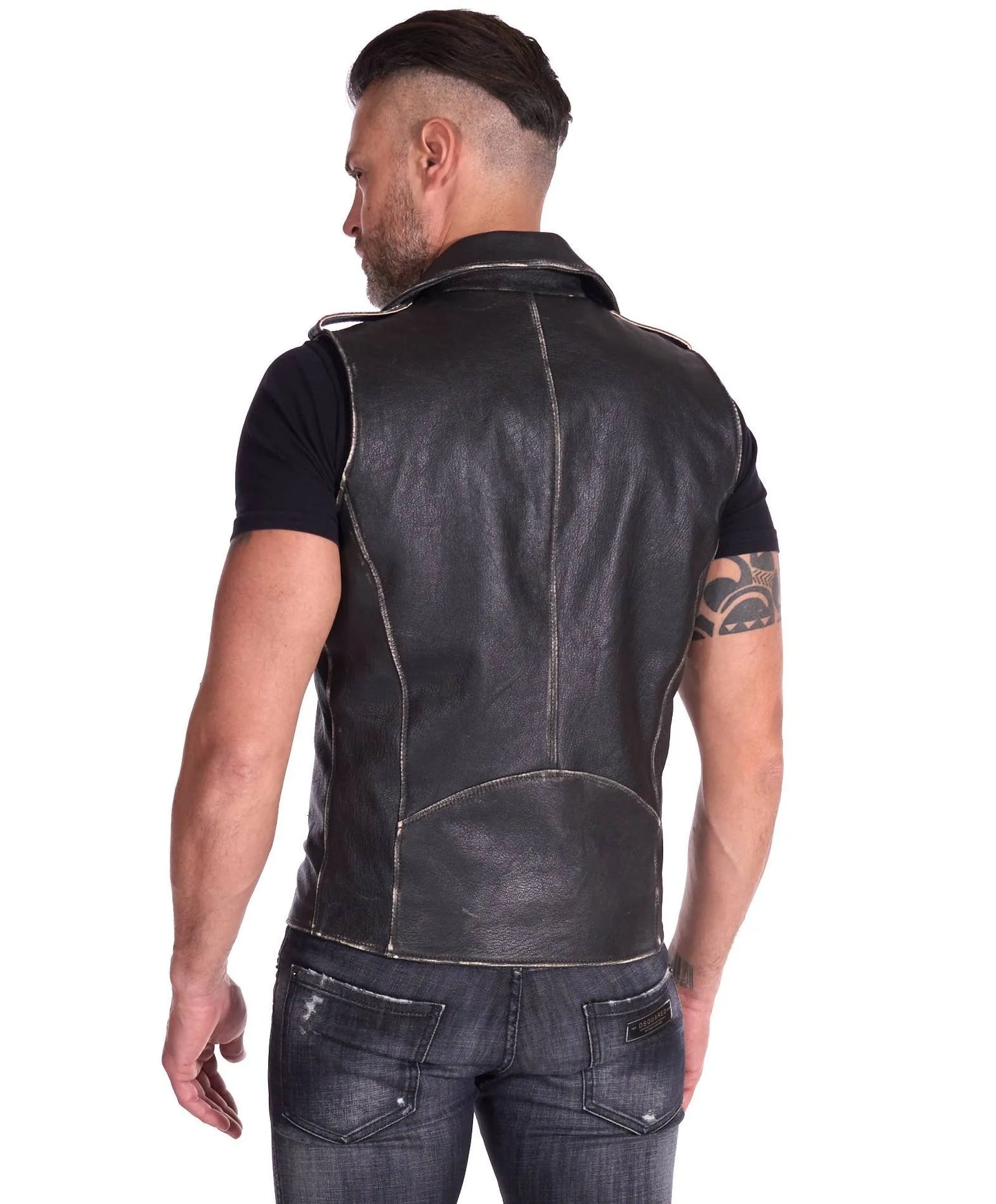 Black Lambskin Leather Perfect Black Vest