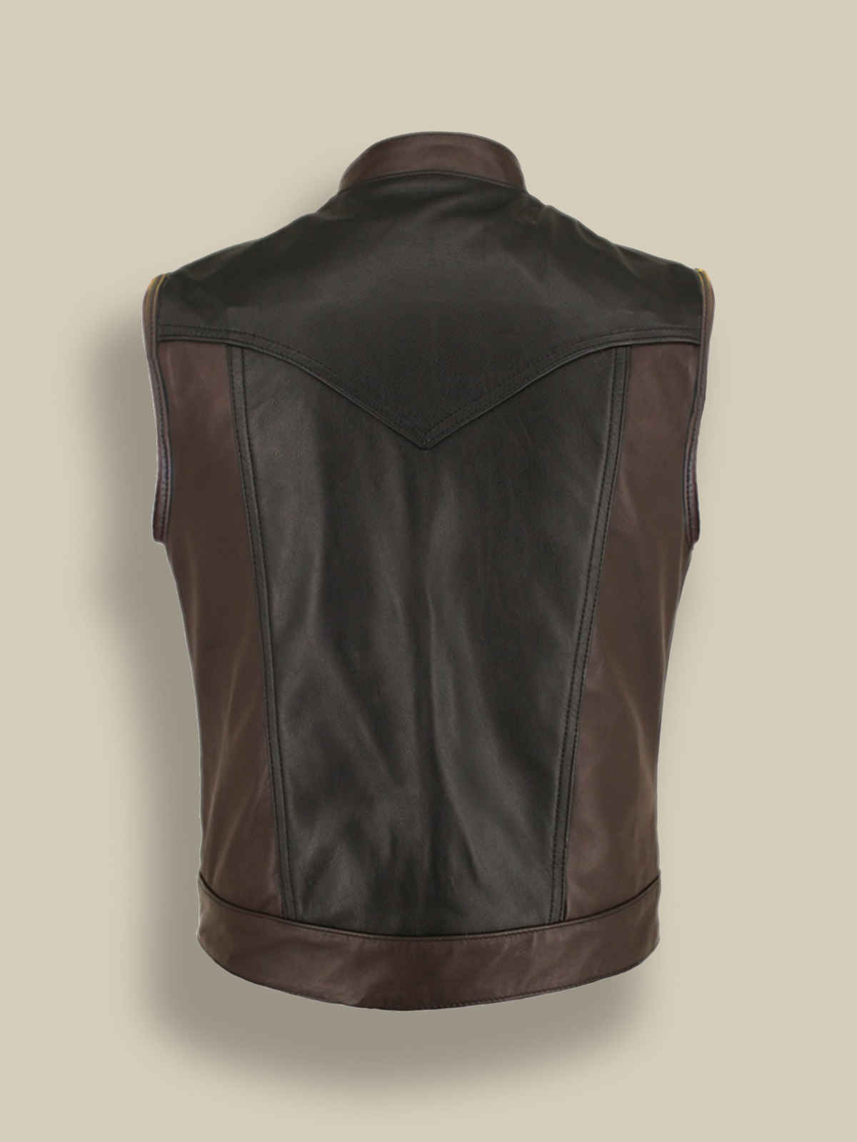 Men Black Two Tone Biker Leather Vest - Frozva.com