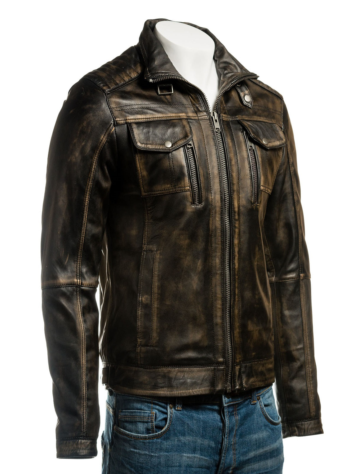 Men Vintage Biker Leather Jacket – Frozva