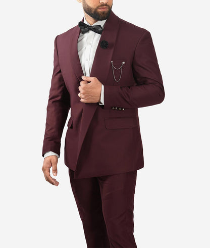 Mens Stanley Shawl Lapel Burgundy Suit