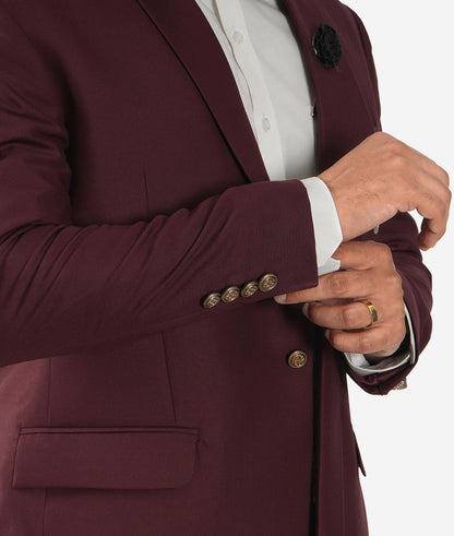 Mens Stanley Shawl Lapel Burgundy Suit