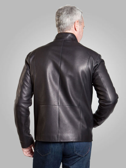 Black Mens Leather Shiny Jacket