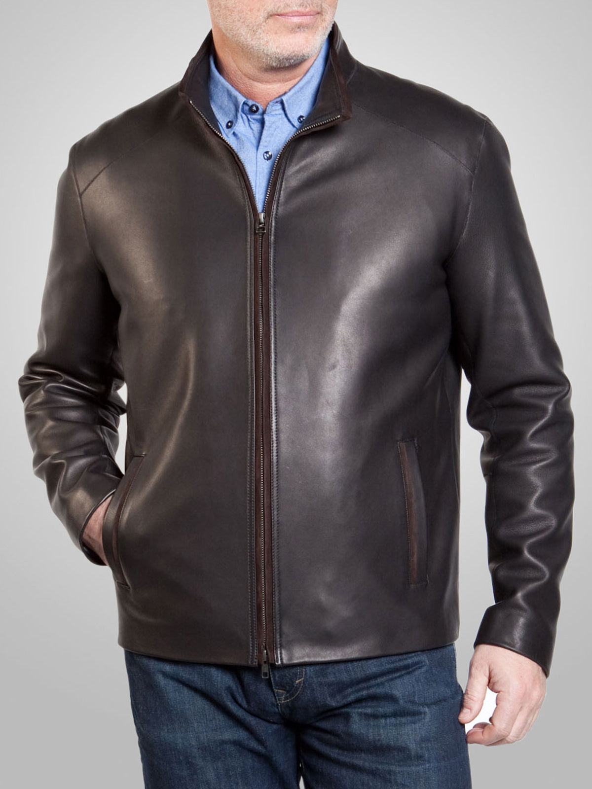 Black Mens Leather Shiny Jacket