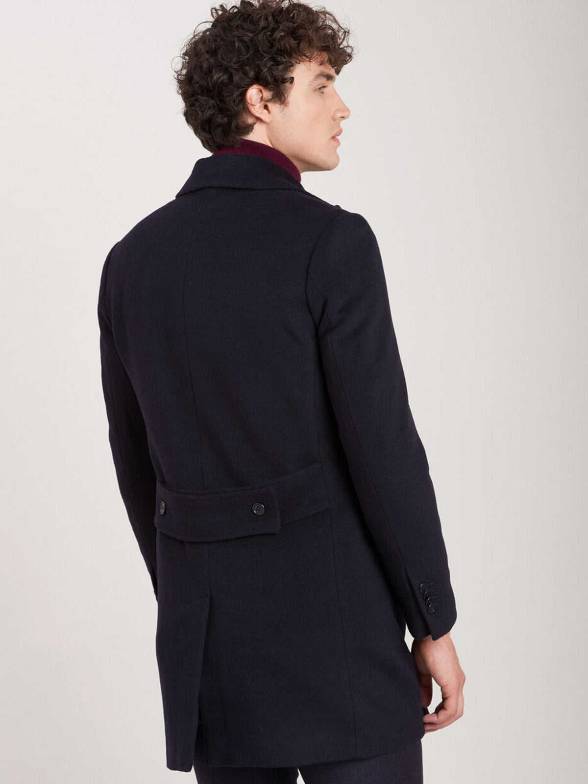 Mens Long Blue Wool Coat