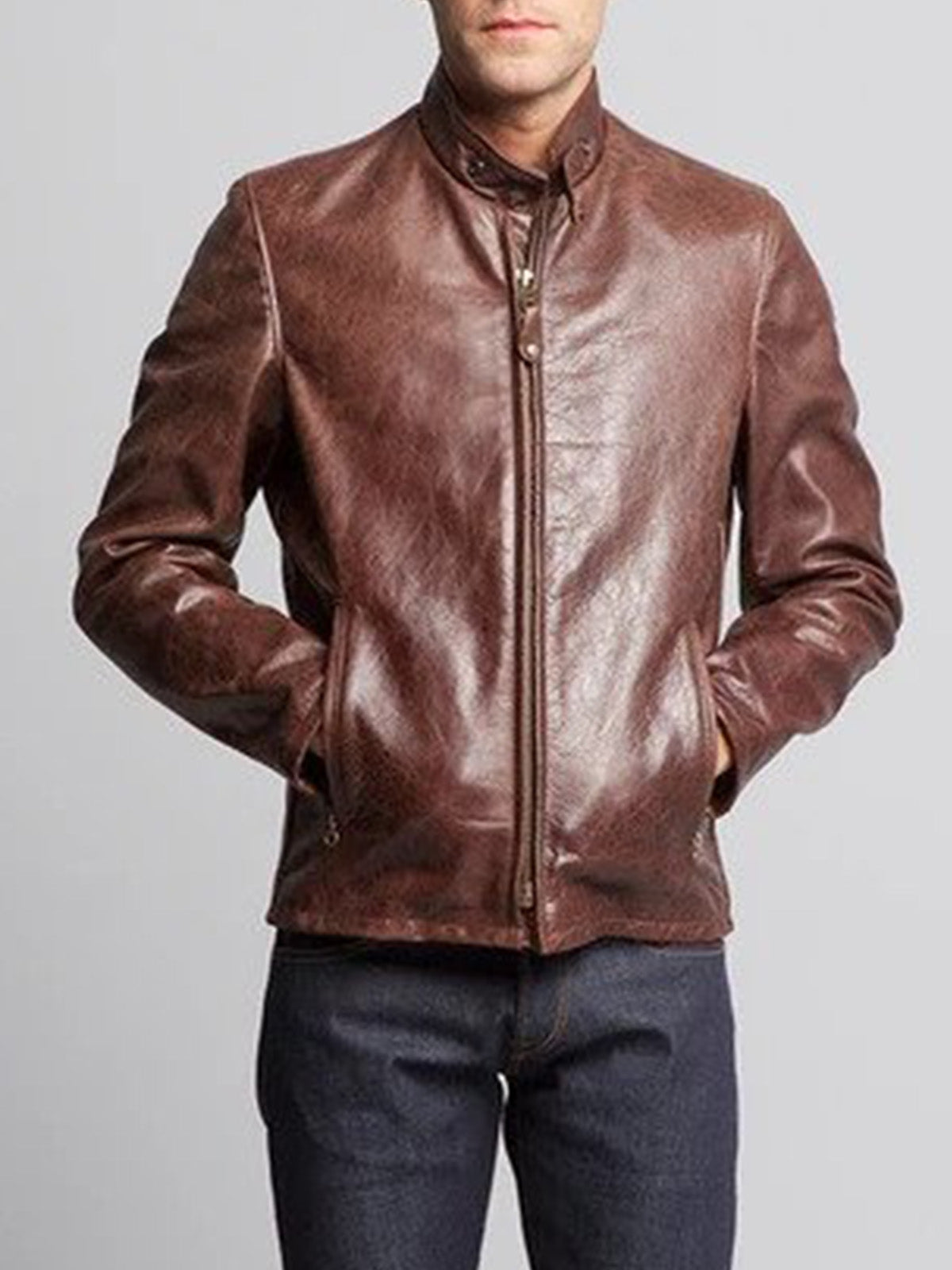 Mens Brown Dashing Real Leather Jacket