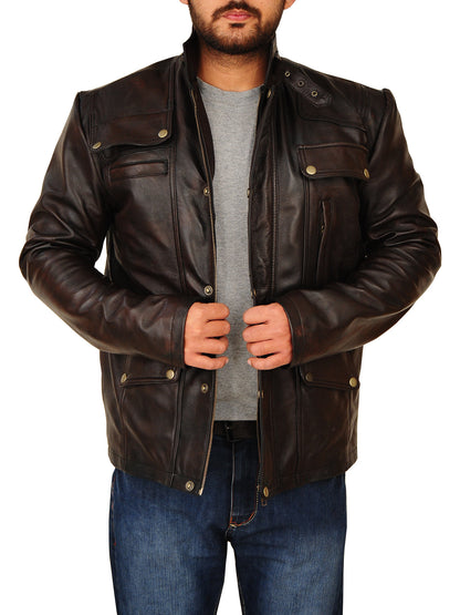 Mens Dark Brown Leather Jacket – Frozva