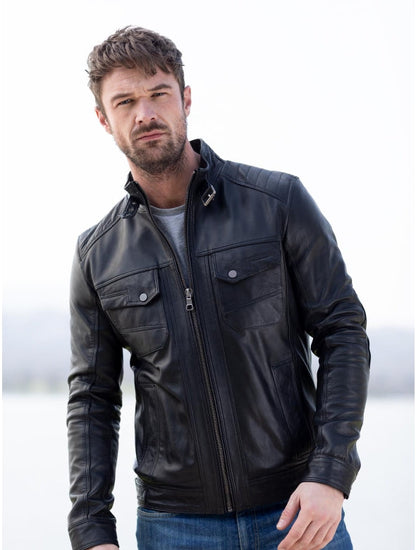 Mens Wansfell Brown Distressed Leather Jacket