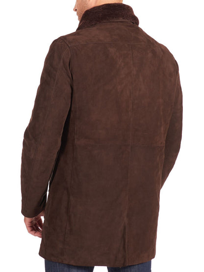 Brown Suede Leather Coat