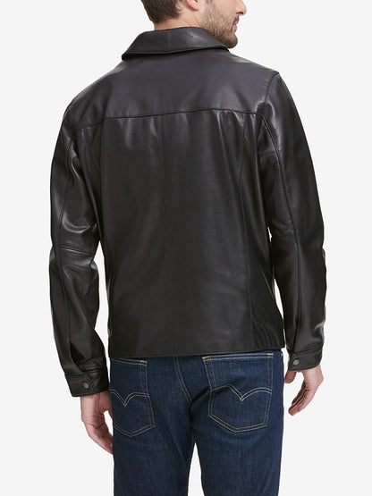 Men's Dark Black Biker Leather Jacket