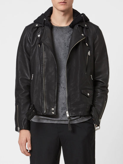 Mens New Hooded Stylish leather Jacket