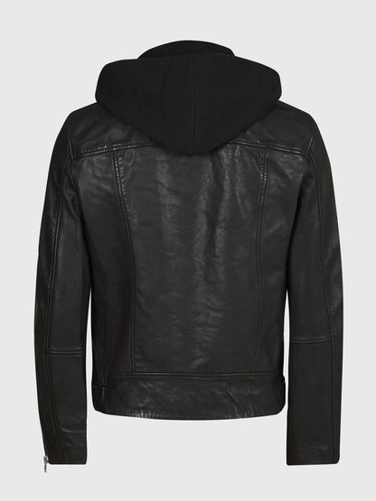 Mens New Hooded Stylish leather Jacket