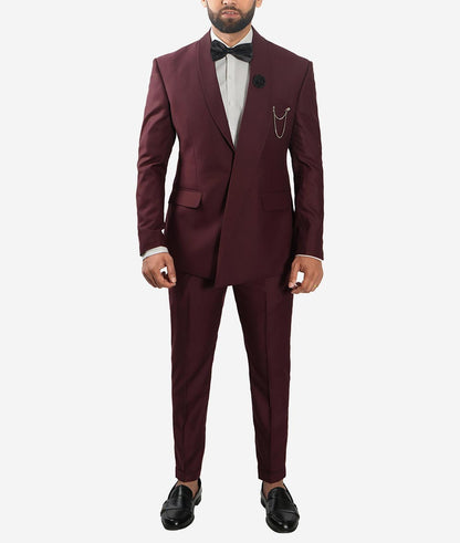 Mens Stanley Shawl Lapel Burgundy Suit