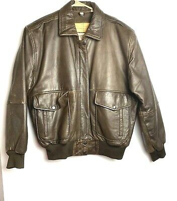 Vtg B52 Leather Bomber Jacket Mens Brown