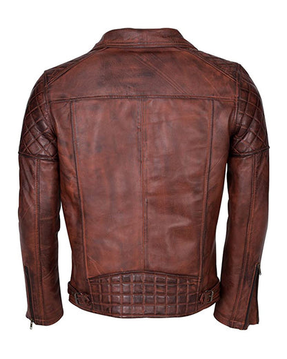 Men's Distressed Brown Biker Genuine Leather Jacket