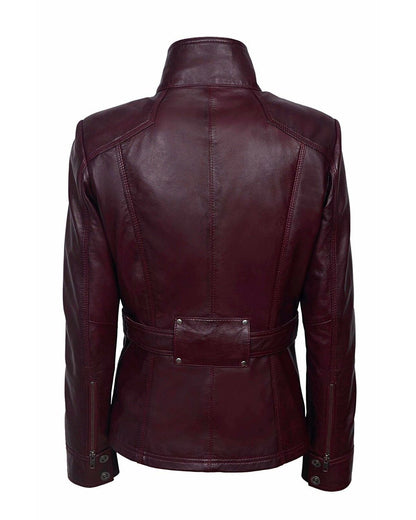 Military Style Slim Fit Leather Jacket