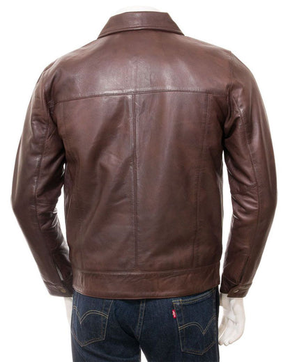 Men's Shirt collar Style Real Biker Leather Jacket