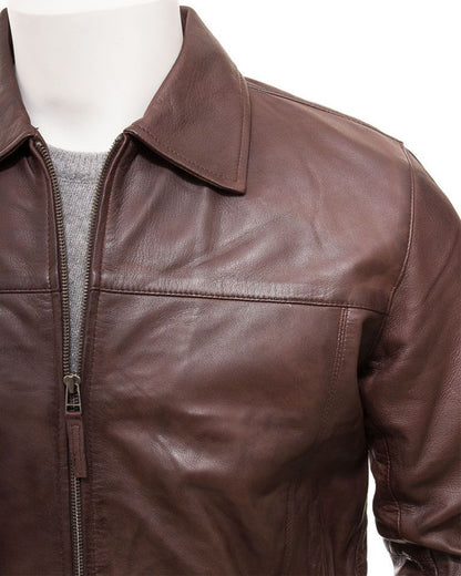 Men's Shirt collar Style Real Biker Leather Jacket