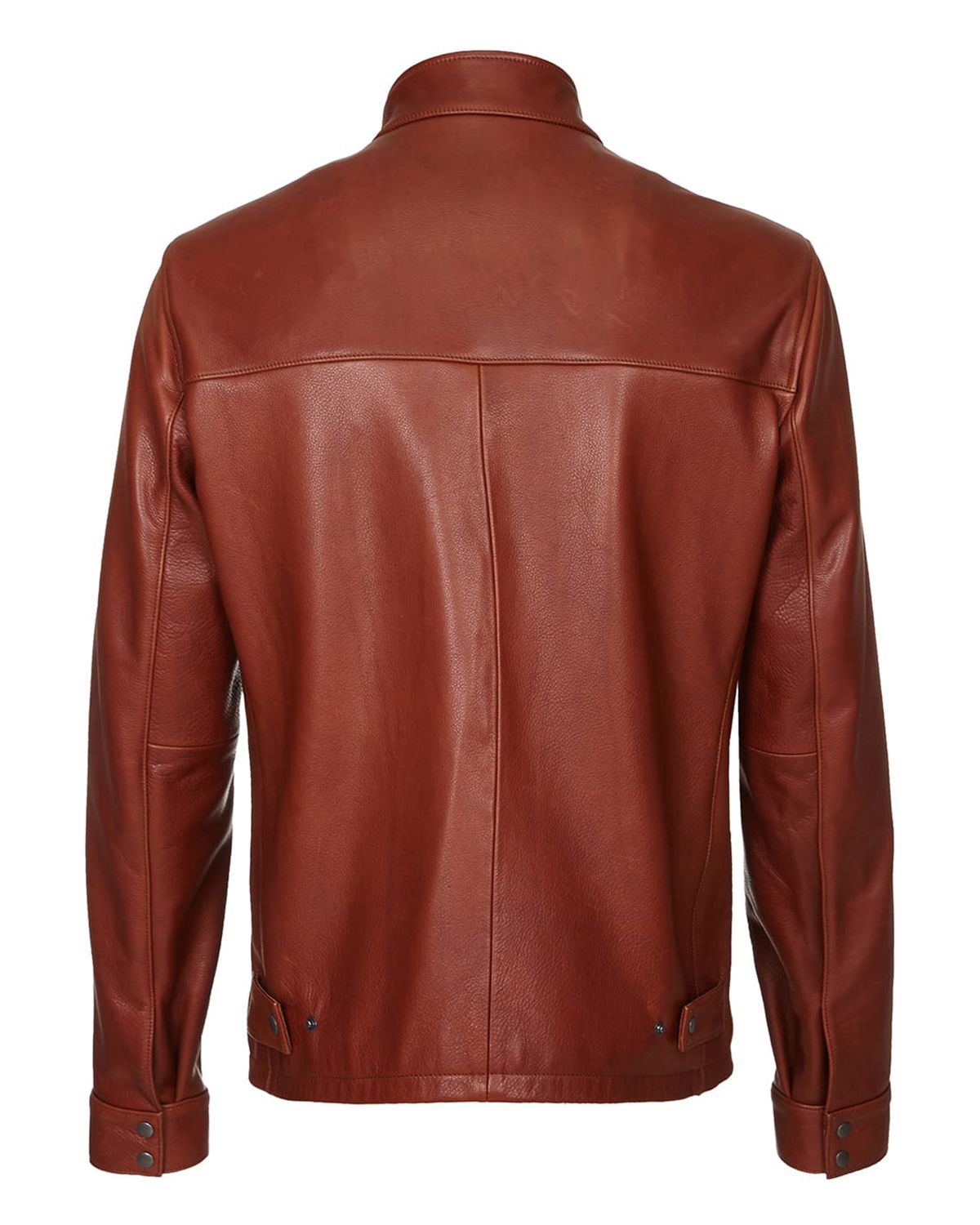 Men's Dark Brown Plain Biker Cafe Racer Leather Jacket