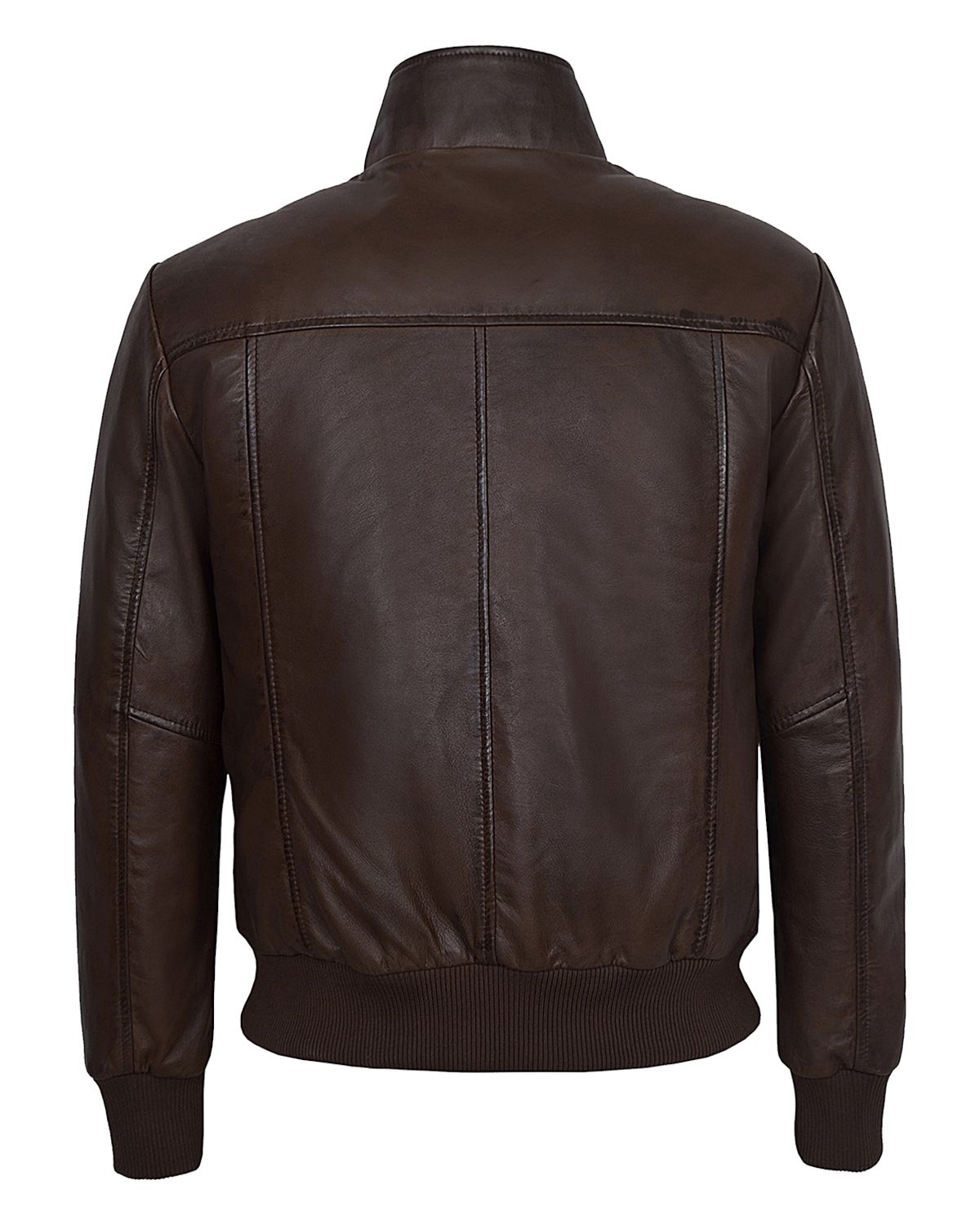 Men's Quilted Brown Bomber Leather Jacket