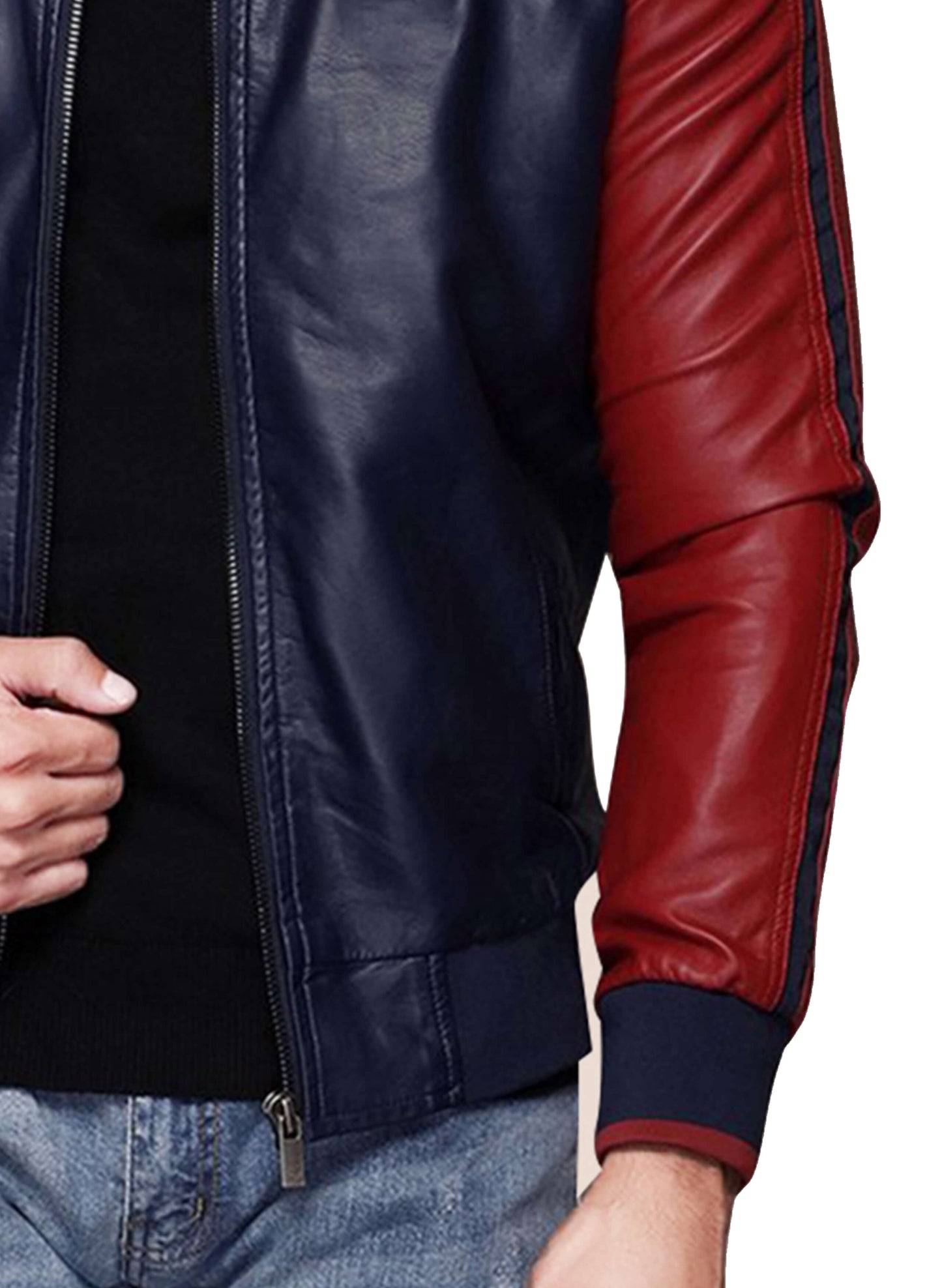 Mens Glamorous Blue Leather Jacket – Frozva