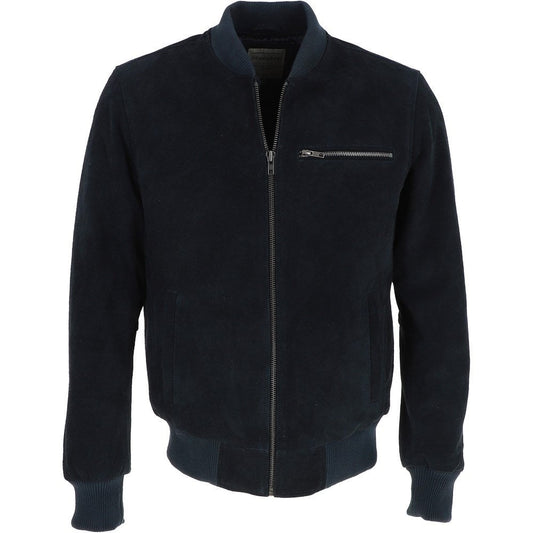 Men's Biker Suede Leather Bomber Jacket