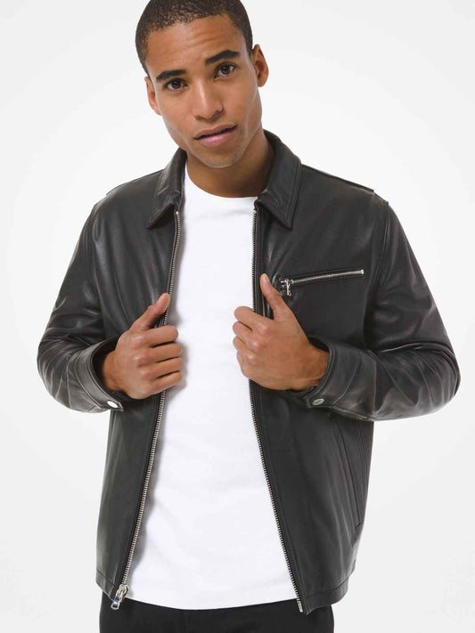 Men New Coach Biker Leather Jacket